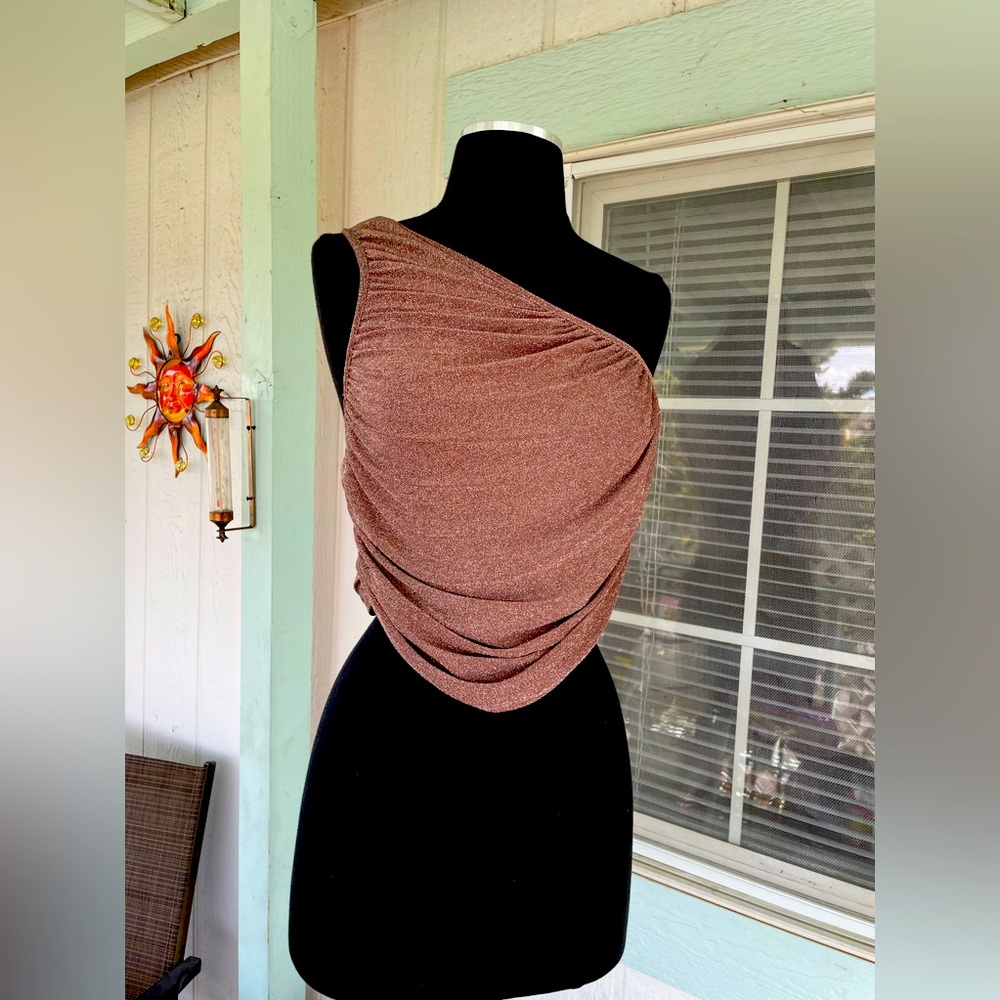 SHEIN SXY Glitter One Shoulder Ruched Top